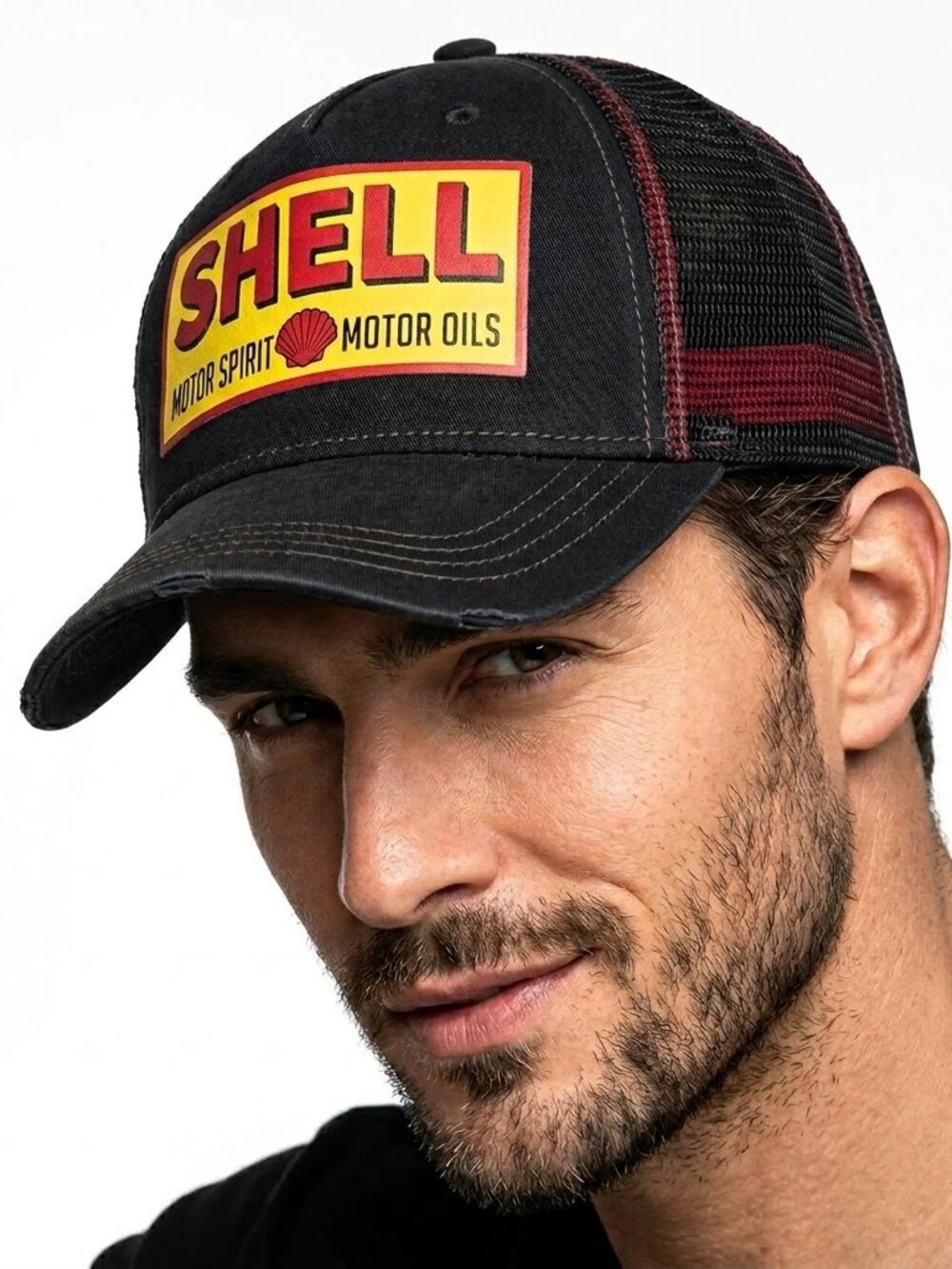 Shell Vintage Workwear Trucker Hat - Gorpcore Motor Oil Mesh Snapback Unisex